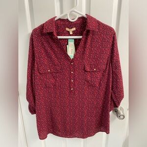Skies Are Blue Burgundy Patterned Blouse | L